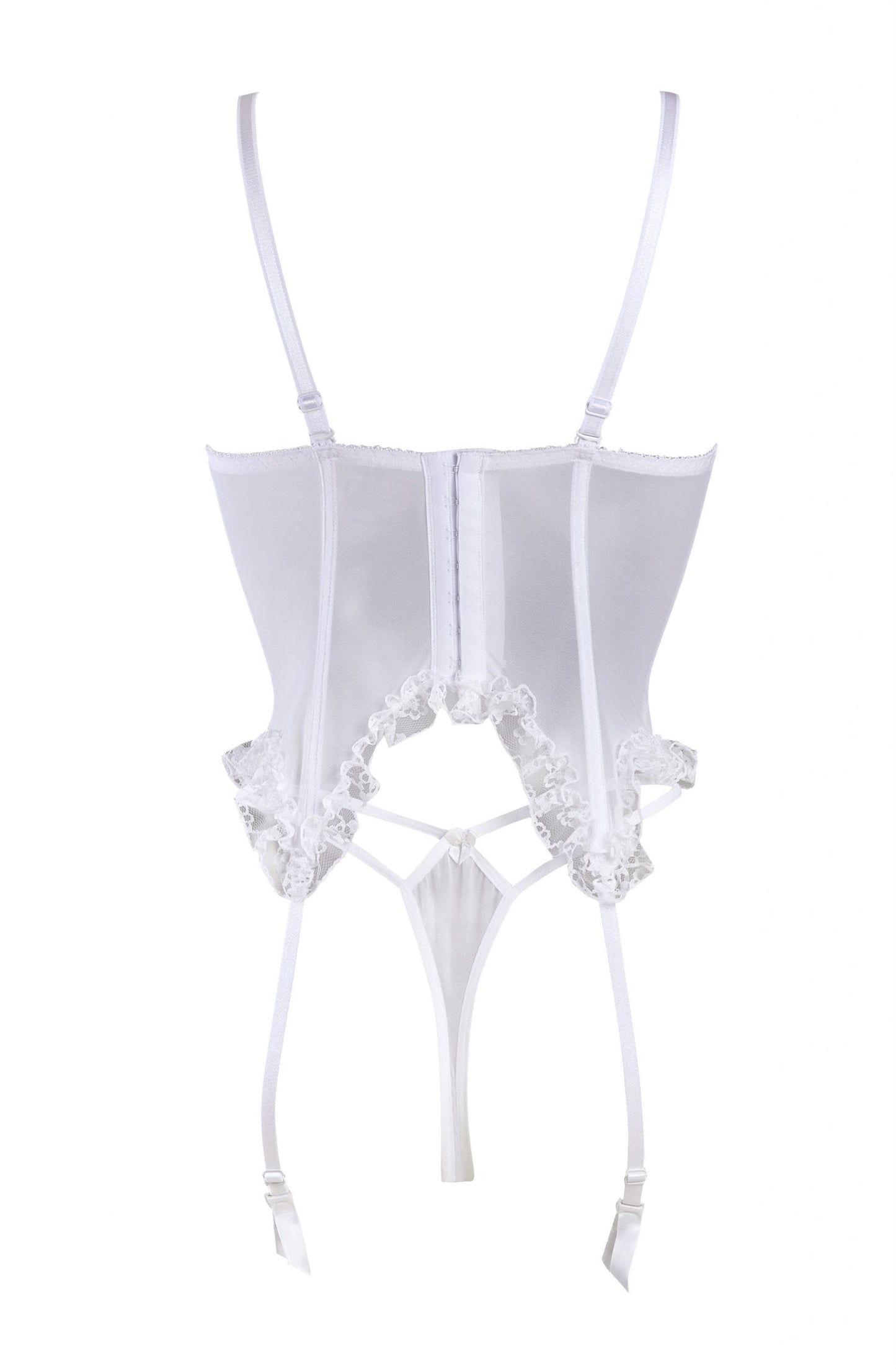 Gracya White Lace Corset with Detachable Bra Straps and String Set