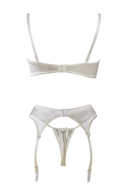 Gracya Lucy Cream Bra Set with Matching Matching Brief and waist detail Belt, Separate Packaging