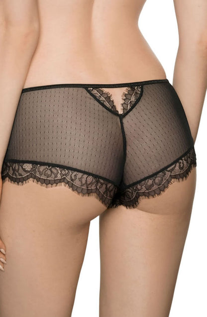 Roza Idrisa Black Brief with Eyelash Lace and Back Cut-Out Detail