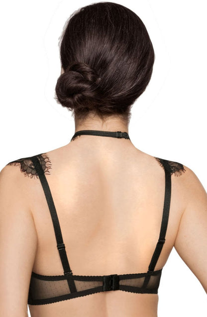 Roza Idrisa Black Bra with Eyelash Lace and Adjustable Choker