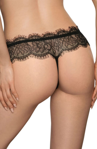 Roza Idrisa Black Eyelash Lace Matching Brief Panty Gift Box
