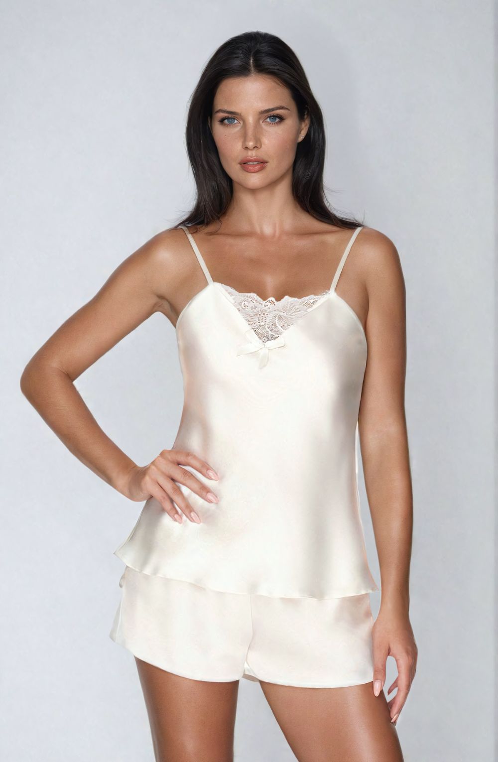 Irall Tori Ivory Satin Lace Short Set Gift Boxed
