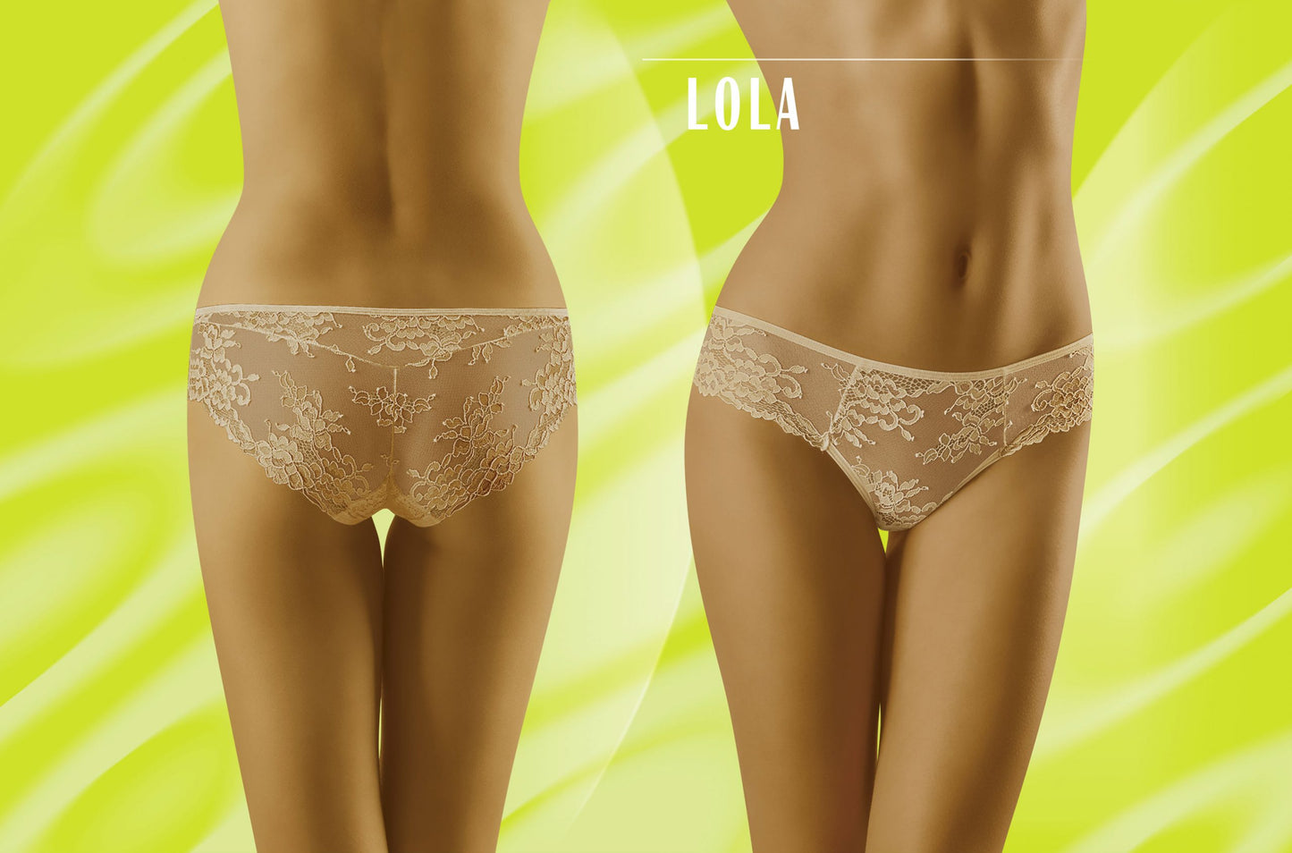 Wolbar Lola Beige Briefs with Lace Trim and Elastic Waistband