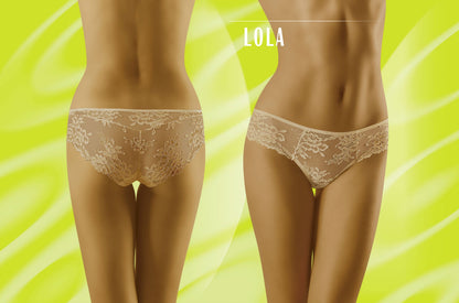 Wolbar Lola Beige Briefs with Lace Trim and Elastic Waistband