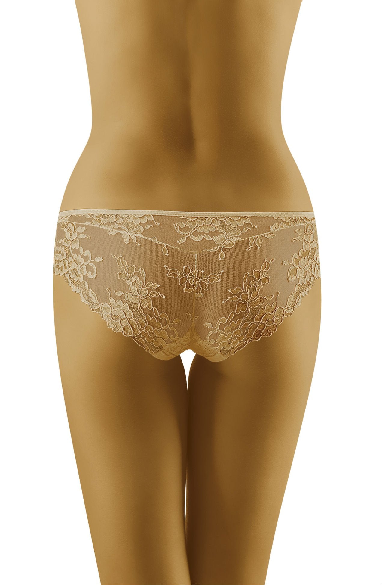 Wolbar Lola Beige Briefs with Lace Trim and Elastic Waistband