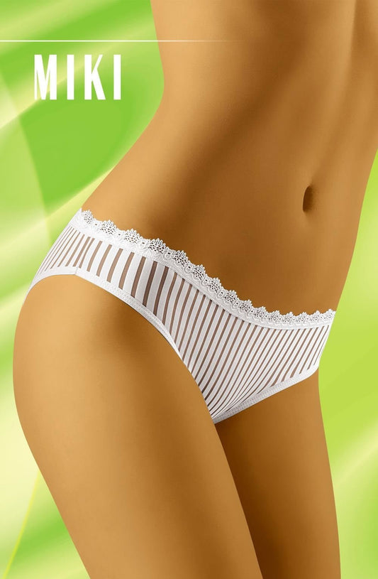 Wolbar Miki White Striped Brief with Embroidered Edging in Box