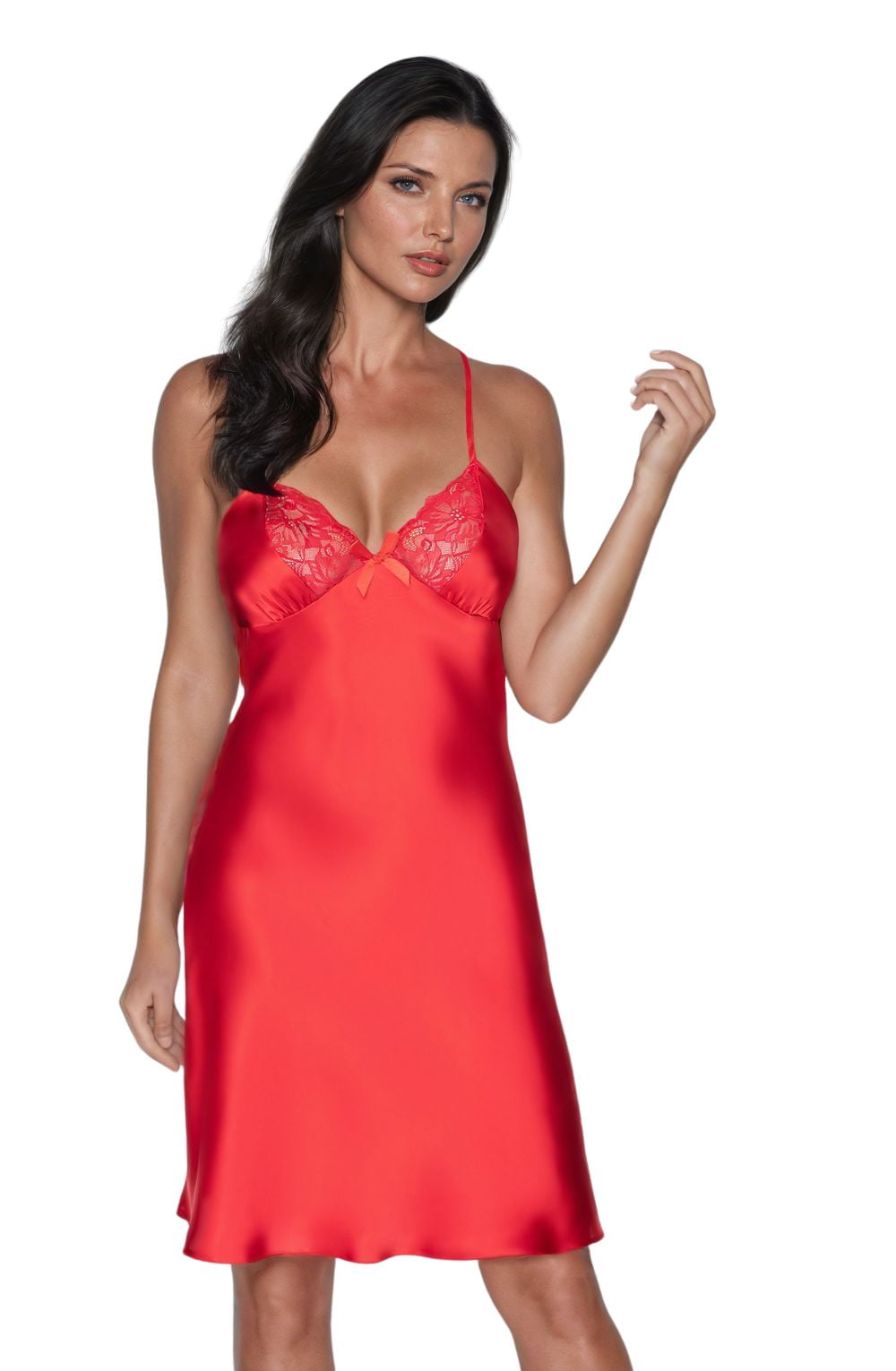 Irall Remi Red Satin Nightdress with Lace Cups and Adjustable Straps