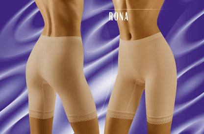 Wolbar Rona Beige Shaping Shorts with Elastic Waistband and Lace Detail