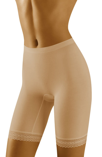 Wolbar Rona Beige Shaping Shorts with Elastic Waistband and Lace Detail