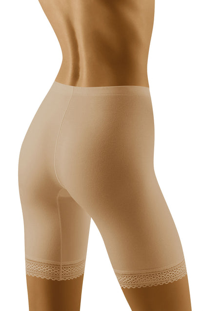 Wolbar Rona Beige Shaping Shorts with Elastic Waistband and Lace Detail