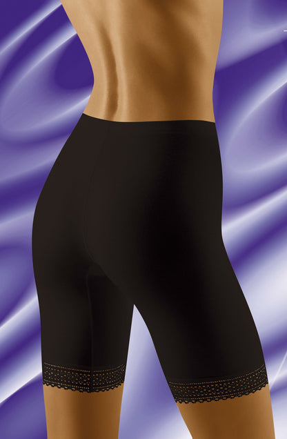 Wolbar Rona Black Shaping Shorts with Elasticated Lace Waistband