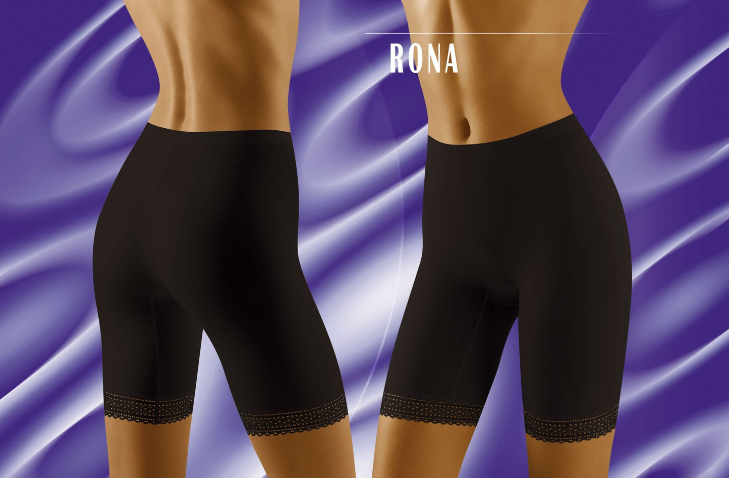 Wolbar Rona Black Shaping Shorts with Elasticated Lace Waistband