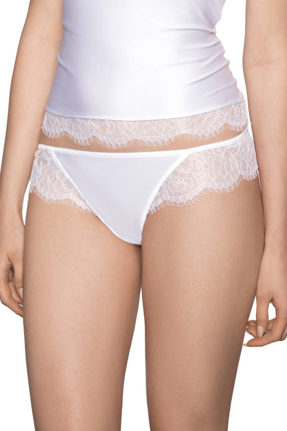 Roza Erii White Lace Matching Brief with Keyhole and Diamante Detail Underwear