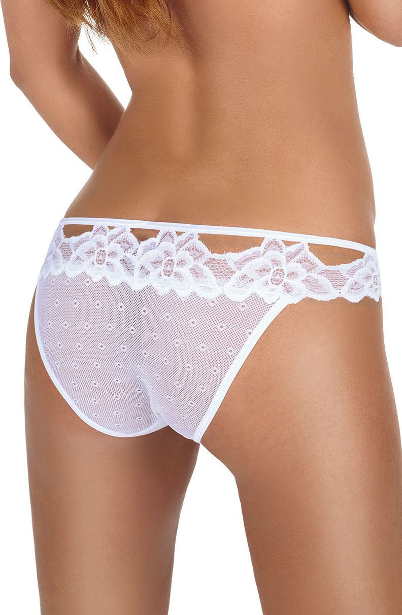 Roza Falka White Brief with Lace Trim and Mesh Design