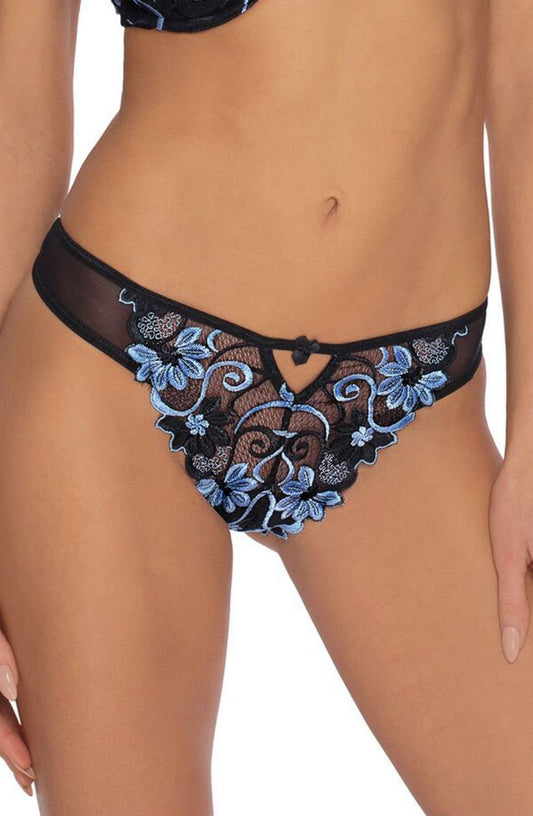 Roza Florence Blue Embroidered Matching Brief Black Comfortable Nightwear