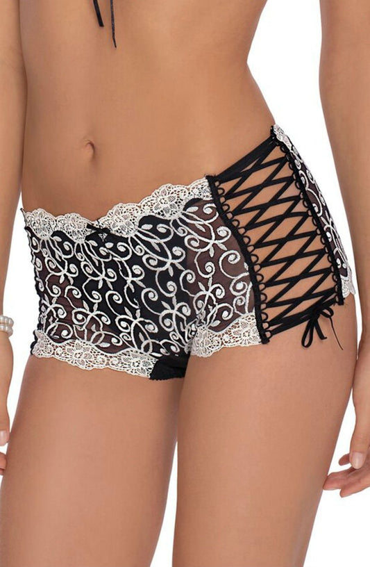 Roza Ginewra Short Elegant Embroidered Lace Shorts