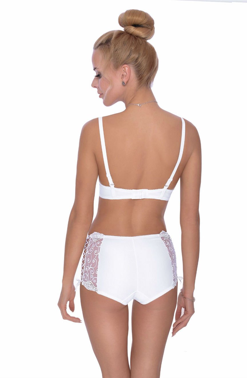 Roza Ginewra White Lace Embroidered Bridal Shorts Short