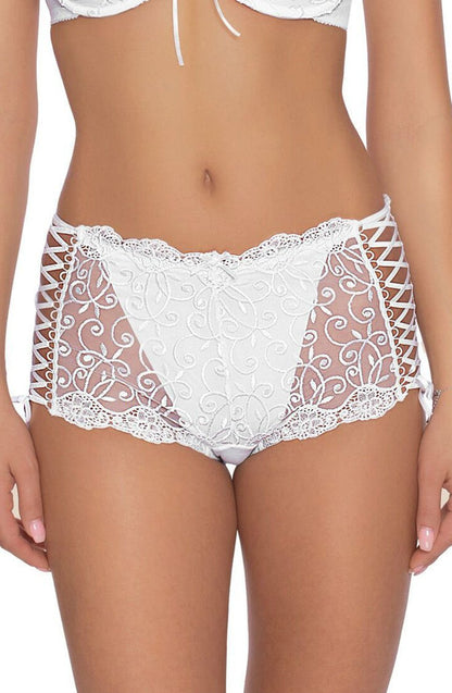 Roza Ginewra White Lace Embroidered Bridal Shorts Short