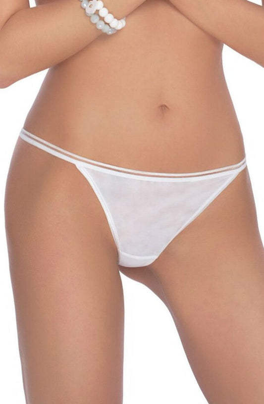 Roza Lea White lightweight mesh Mesh Matching Brief with Lace and Diamante Detail Underwear