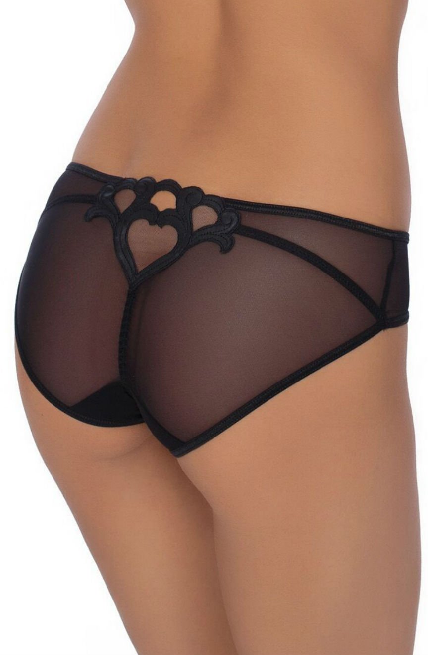 Roza Lica Black Lightweight Mesh Mesh Brief with Embroidered Heart Design