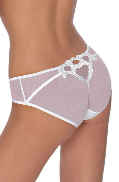 Roza Lica White lightweight mesh Mesh Brief with Heart Embroidery Detail