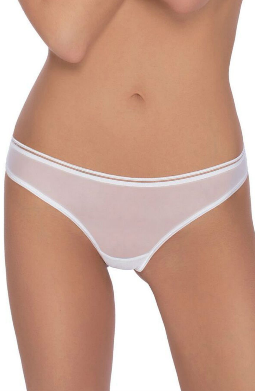 Roza Lica White lightweight mesh Mesh Matching Brief with Heart Embroidery Underwear