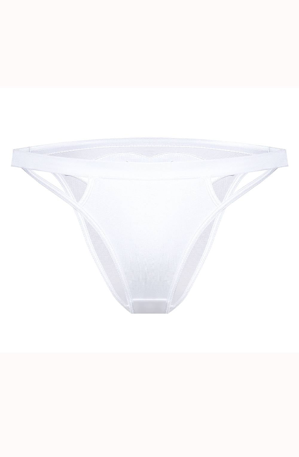 Roza White Brief with Embroidered Lips Applique Underwear