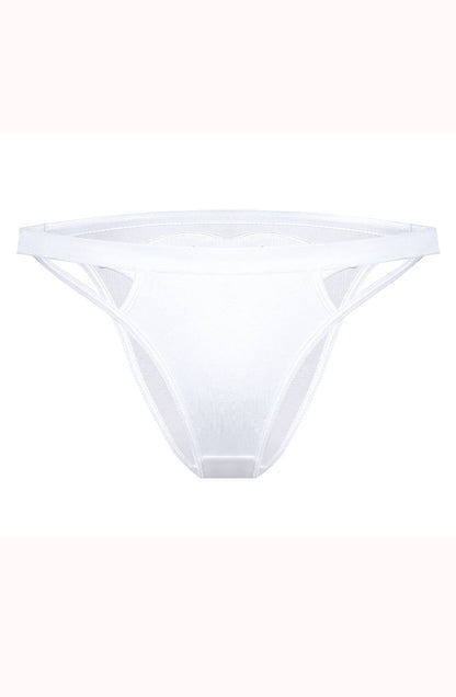 Roza White Brief with Embroidered Lips Applique Underwear