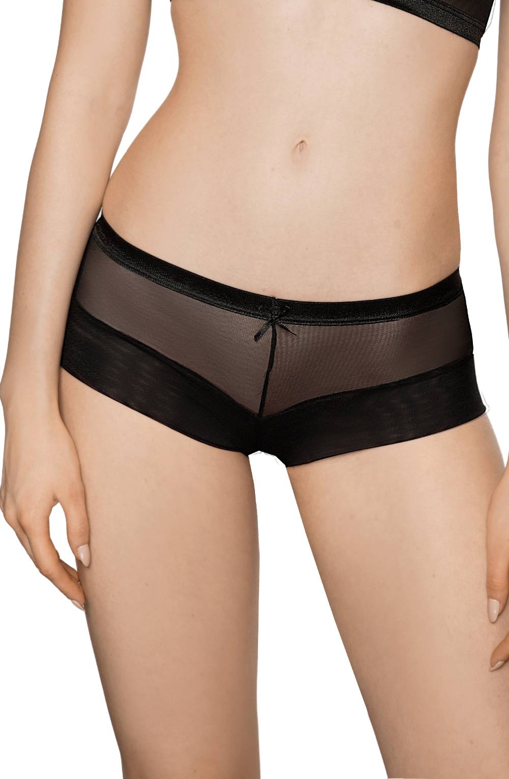 Roza Lisbet Black Brief with Floral Applique Detail