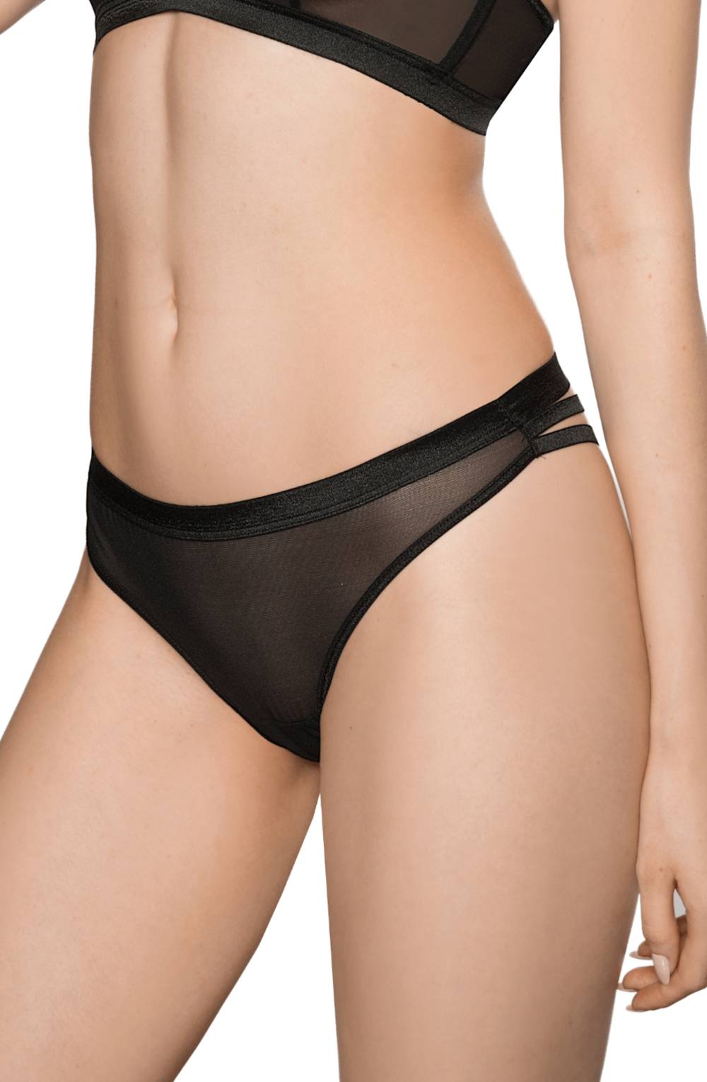 Roza Lisbet Black Floral Applique Bikini Bottom