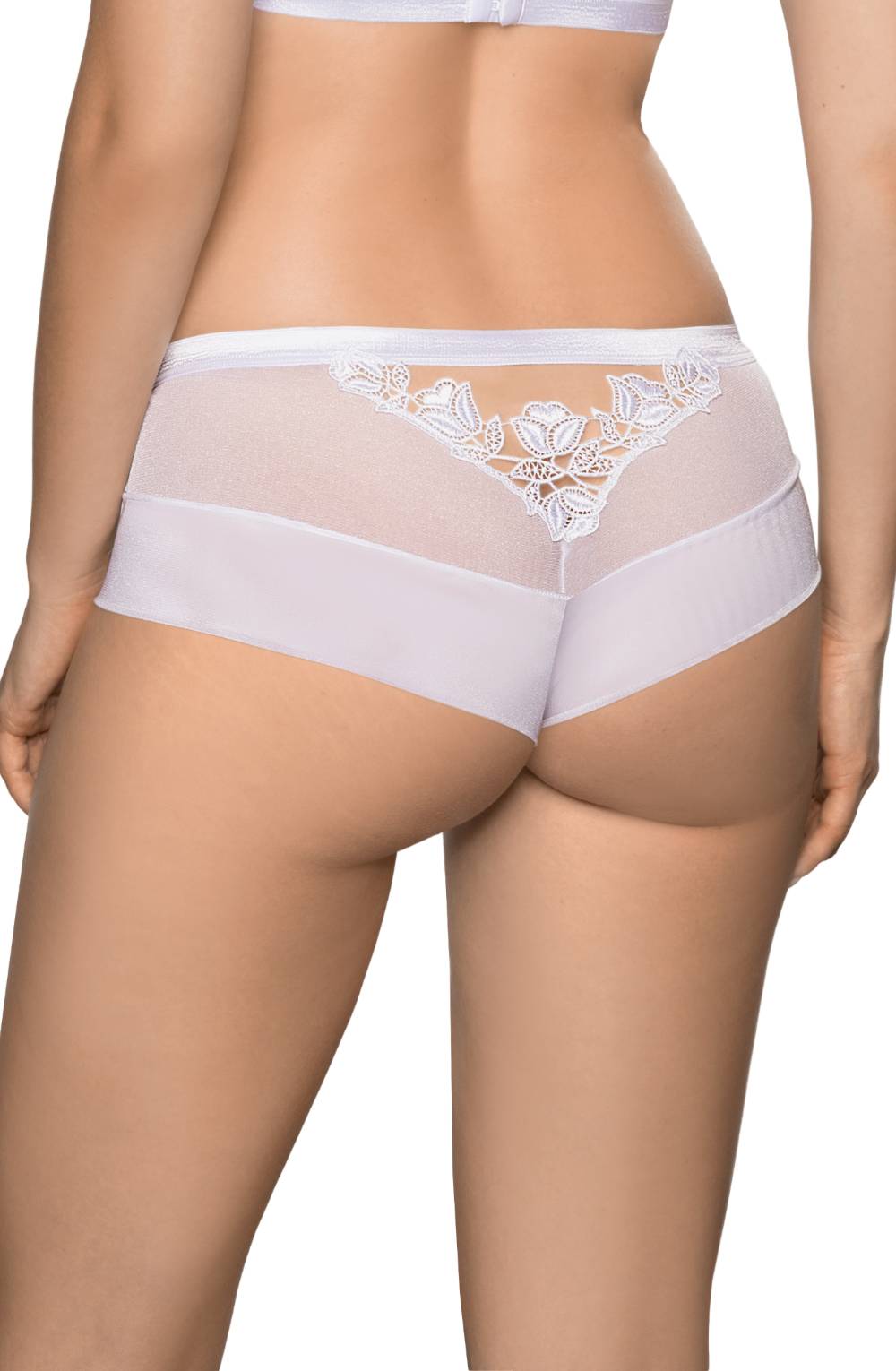 Roza Lisbet White Brief with Floral Applique Detail Underwear
