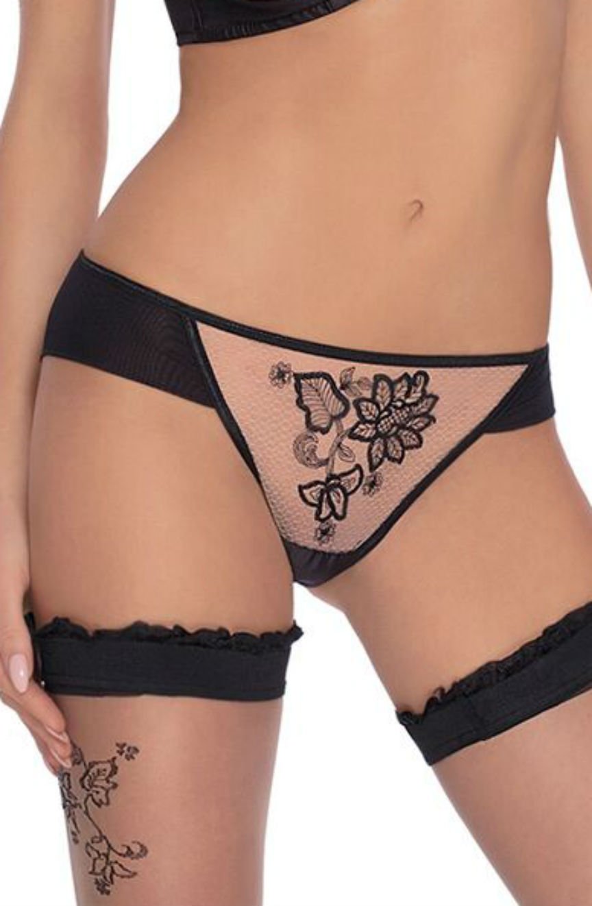 Roza Mehendi Black Brief with Henna Floral Pattern