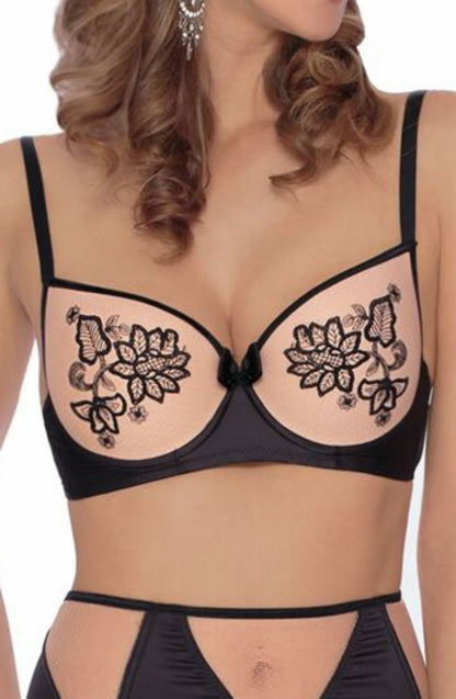 Roza Mehendi Black Push Up Bra with Henna Design
