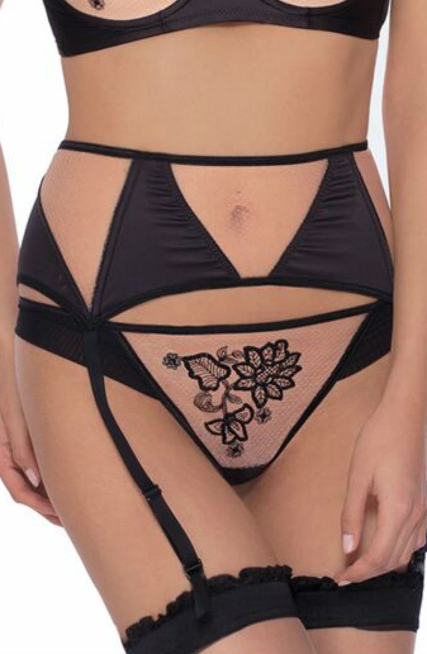 Roza Mehendi Black waist detail Belt with Henna Floral Pattern
