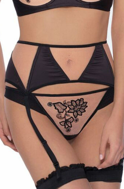 Roza Mehendi Black waist detail Belt with Henna Floral Pattern