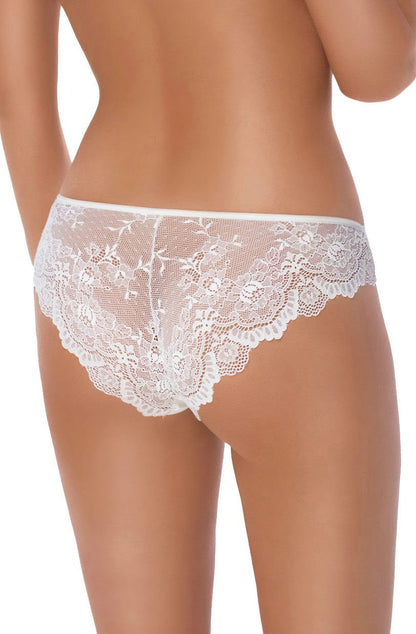 Roza Mela Cream Brief with Floral Lace and Satin Bow Detail