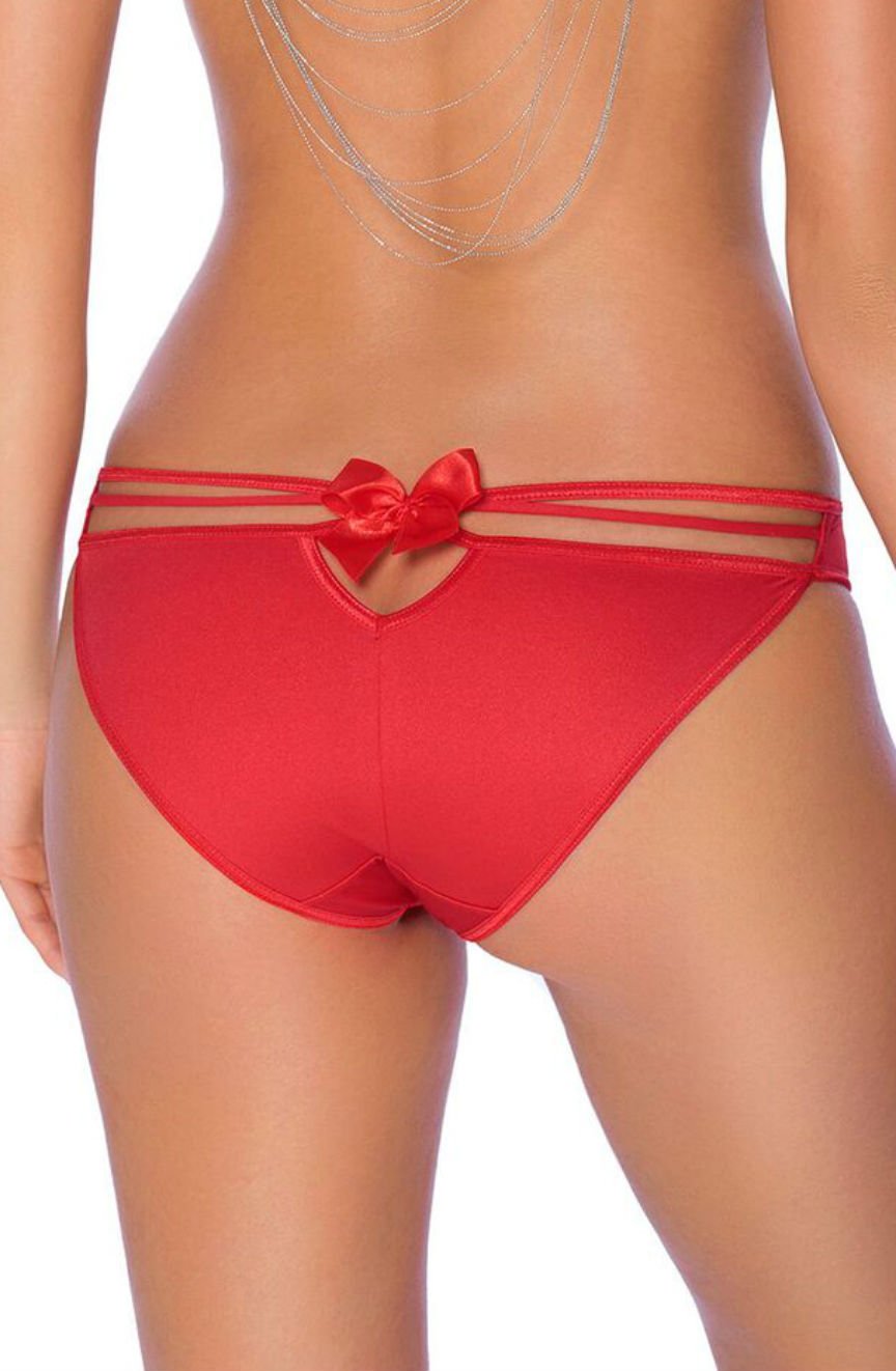 Roza Mimi Red Brief with Open Elasticated Strap and Bow Back Detail