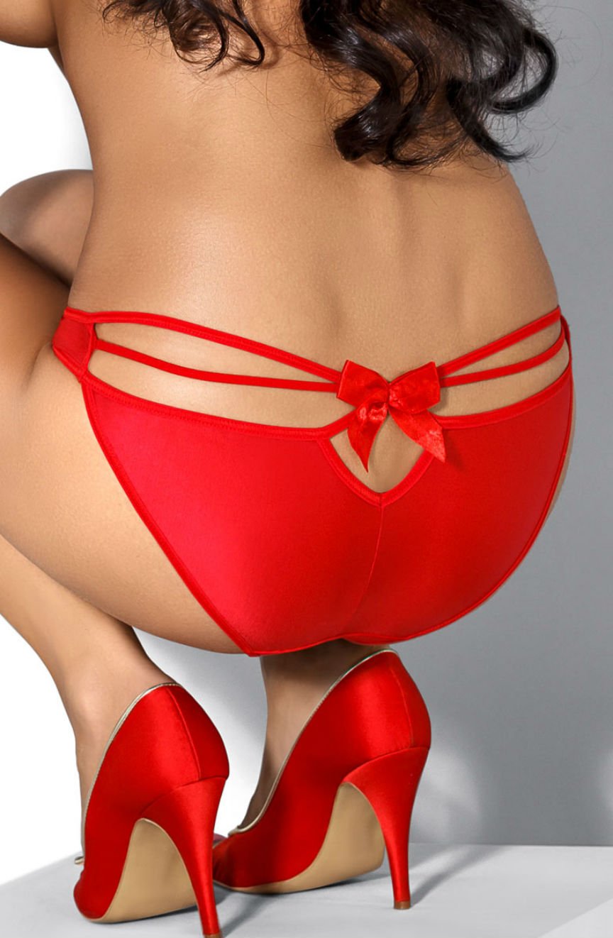 Roza Mimi Red Brief with Open Elasticated Strap and Bow Back Detail
