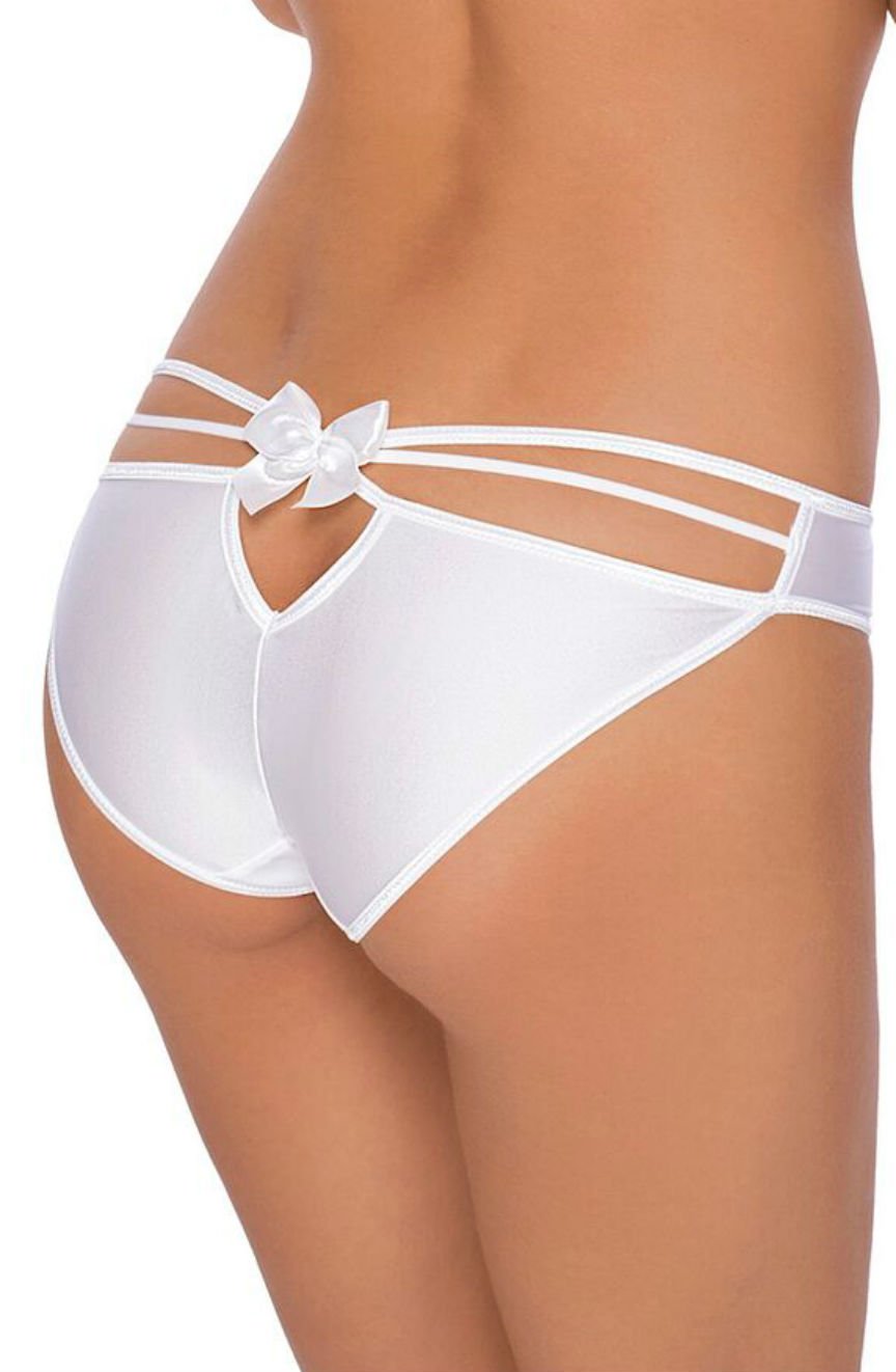 Roza Mimi White Brief with Elastic Strap and Decorative Bow Back
