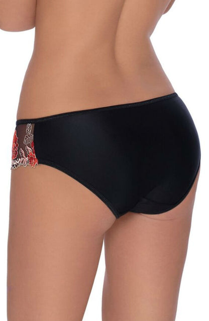 Roza Natali Black Brief with Floral Embroidery and Comfortable Fit Underwear