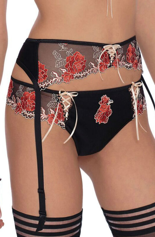 Roza Natali Black Brief with Floral Embroidery and Comfortable Fit Underwear