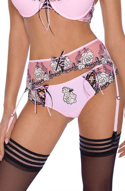 Roza Natali Pink Floral Embroidered waist detail Belt
