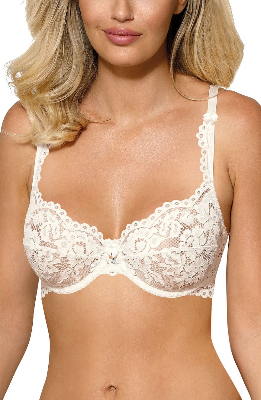 Roza Newia Ivory Lace Soft Cup Bra with Adjustable Straps and Satin Bow Detail