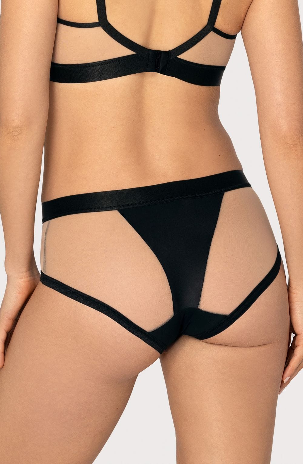 Roza Pasomela Beige High-Waist Brief with lightweight mesh Mesh Panels and Strappy Back Design
