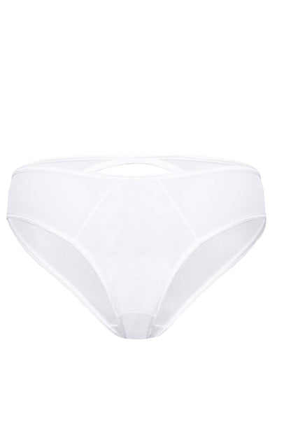 Roza Tarra White Brief with V Cut-Out and Diamante Detail Underwear