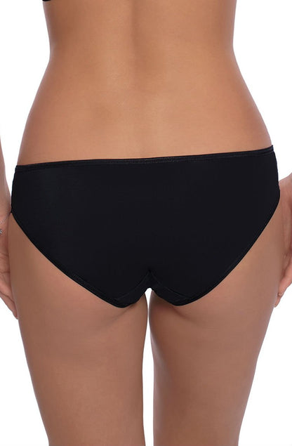 Vangelise Black Brief with Floral Embroidery and Satin Bow Detail