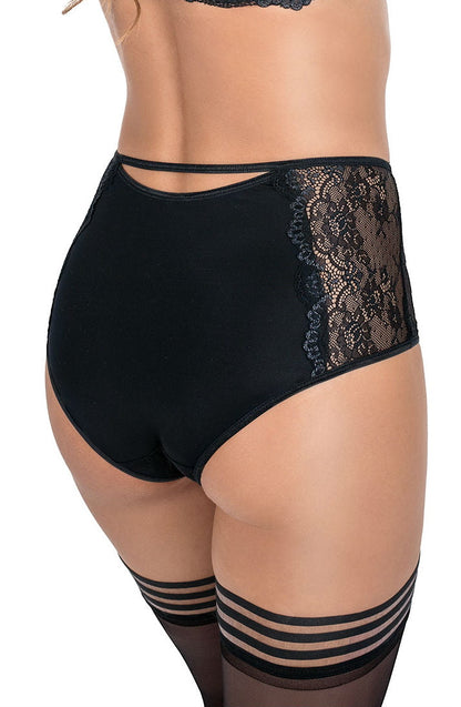 Roza Zulaj Black Lace Boxer Brief with Polka Dot Tulle Design for Women