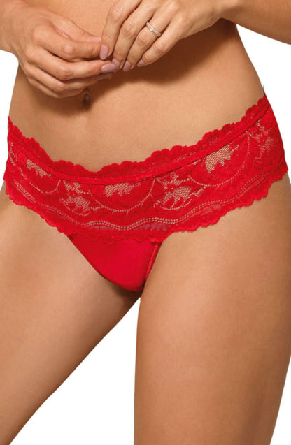 Roza Sefia Red Lace Matching Brief with Satin Bow and Diamante Detail Underwear