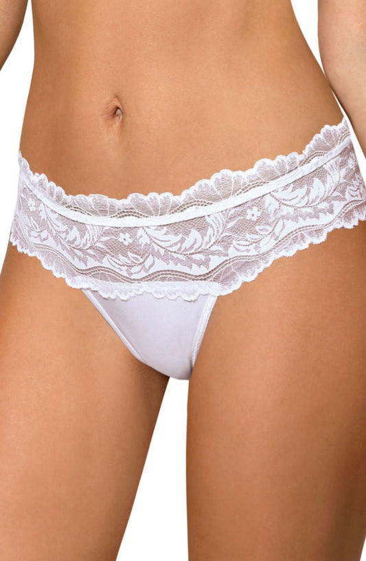 Roza Sefia White Lace Matching Brief with Diamante Detail