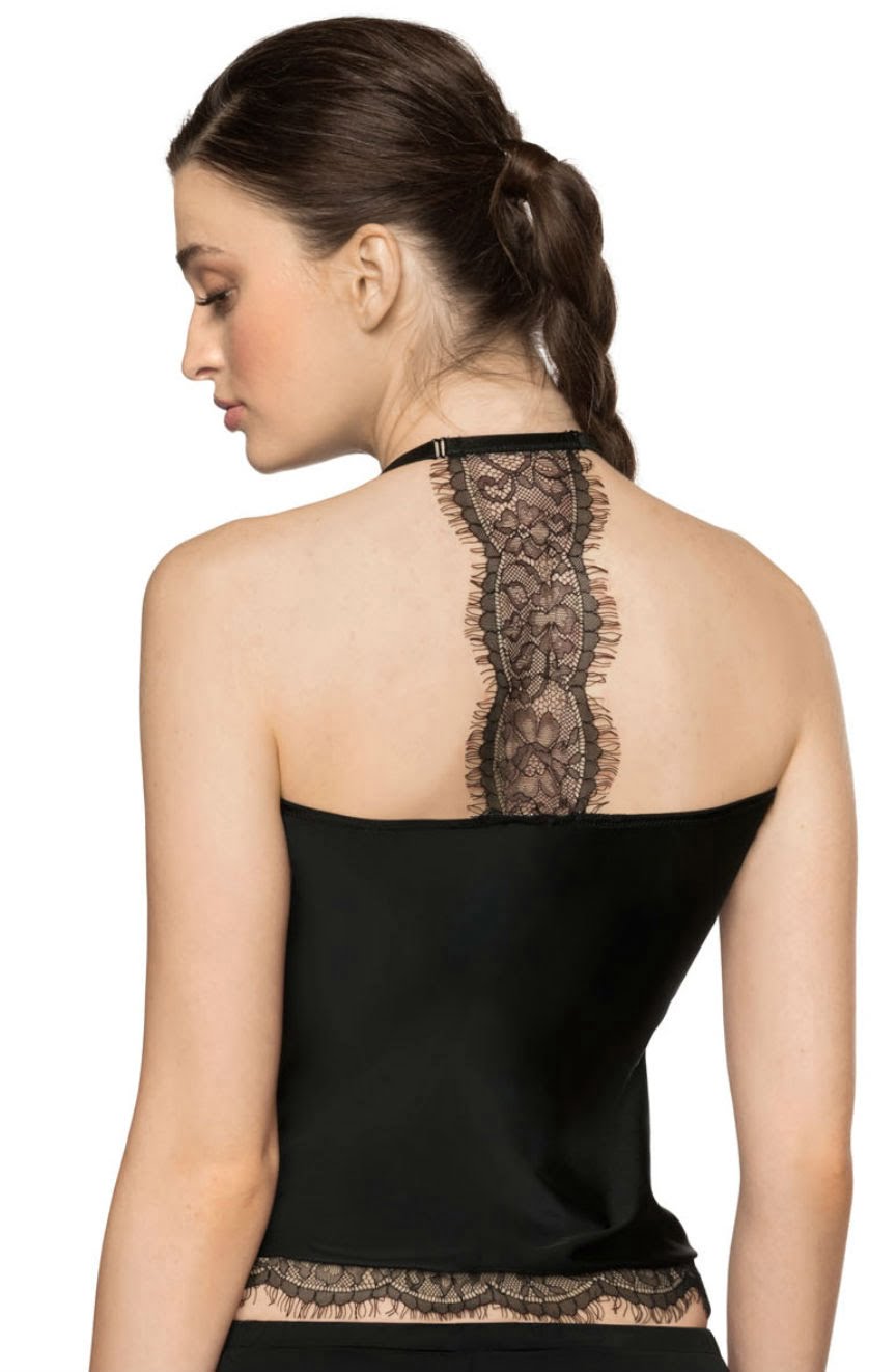 Roza Sija Black Nightshirt with Eyelash Lace and Adjustable Halter Neck Design